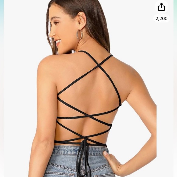 Lace Up Back Top - Picture 2 of 7